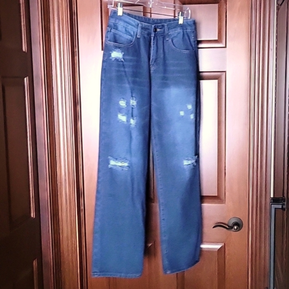 Jeans Distressed Boyfriend Cut Jeans, wide leg